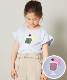 a.v.v(KID'S)(アー・ヴェ・ヴェキッズ)/[140－150]フリルスリーブスパンコールＴシャツ/ライトブルー