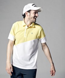 Munsingwear(マンシングウェア)/SUNSCREENカラーブロック半袖シャツ(UV CUT(UPF30)/吸汗速乾/遮熱/クーリング(効果)/吸放湿)【アウトレット/イエロー×ホワイト