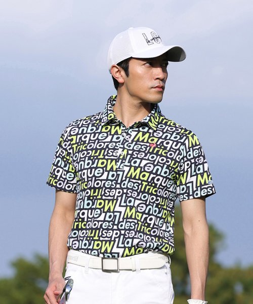 le coq sportif GOLF (ルコックスポルティフ（ゴルフ）)/マルチカラー半袖シャツ (吸汗速乾/ストレッチ/UV CUT(UPF30)【アウトレット】/グリーン