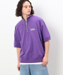 Purple & Yellow/ハーフジップ ５分袖プルオーバー/505144441