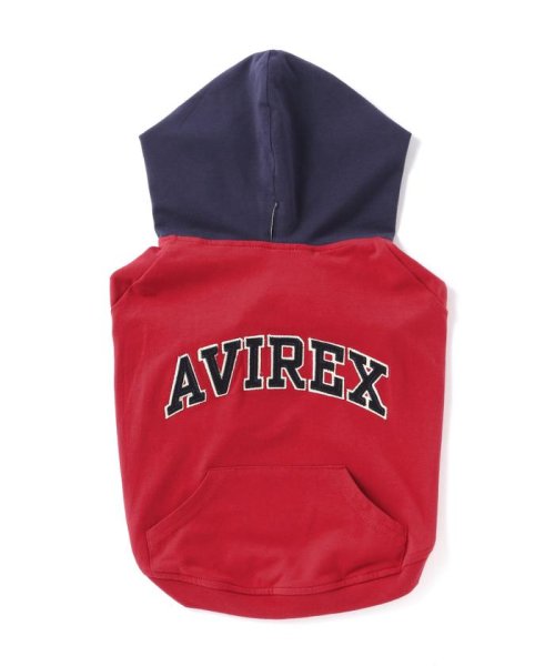AVIREX(AVIREX)/アーチロゴフードパーカー/レッド