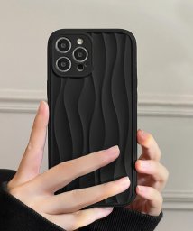 shopnikoniko(ショップにこにこ)/うねうねニュアンス マットスマホケース ma 【即納】 アイフォン スマホ カバー ケース 波型 ウェーブ 立体 iPhoneケース iPhone13 iPho/ブラック