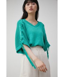 AZUL by moussy(アズールバイマウジー)/2WAY SHOULDER LACE－UP KNIT/GRN