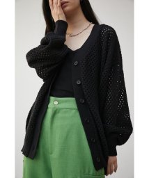 AZUL by moussy(アズールバイマウジー)/MESH KNIT CARDIGAN/BLK