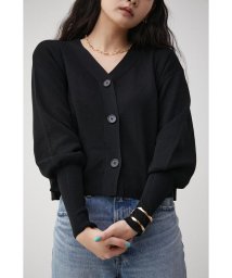 AZUL by moussy(アズールバイマウジー)/PUFF SLEEVE SHORT CARDIGAN/BLK