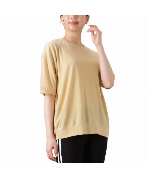 MAC HOUSE(women)(マックハウス（レディース）)/DISCUS ディスカス WフェイスTRストレッチワイドシルエットTシャツ 3286－9621/オレンジ