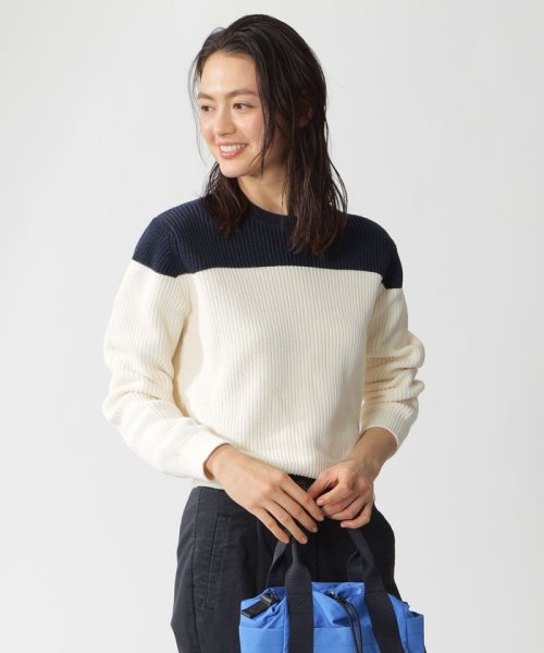 ECOALF WOMEN(ECOALF WOMEN)/ELM バイカラー ニット / ELM KNIT WOMAN/オフホワイト/ネイビー