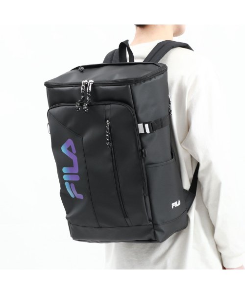 FILA(フィラ)/フィラ リュック 大容量 FILA 30L A3 B4 軽量 撥水 スクエアリュック ボックス型 通学 通学リュック リュックサック PC収納 サイン 7762/ブラック系3