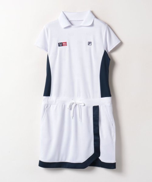 FILA GOLF(フィラゴルフ（レディース）)/【ゴルフ】ECOジャガード FILAロゴ スキッパーワンピース/ホワイト