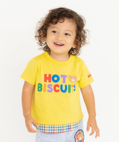 MIKI HOUSE HOT BISCUITS(ミキハウスホットビスケッツ)/重ね着風 バックプリント Tシャツ/イエロー