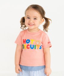 MIKI HOUSE HOT BISCUITS(ミキハウスホットビスケッツ)/重ね着風 バックプリント Tシャツ/サーモンピンク