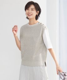 J.PRESS LADIES（LARGE SIZE）(J．プレス　レディス（大きいサイズ）)/【洗える】 リネンコットン ニットベスト/ライトグレー系