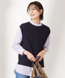 J.PRESS LADIES（LARGE SIZE）(J．プレス　レディス（大きいサイズ）)/【洗える】 リネンコットン ニットベスト/ネイビー系