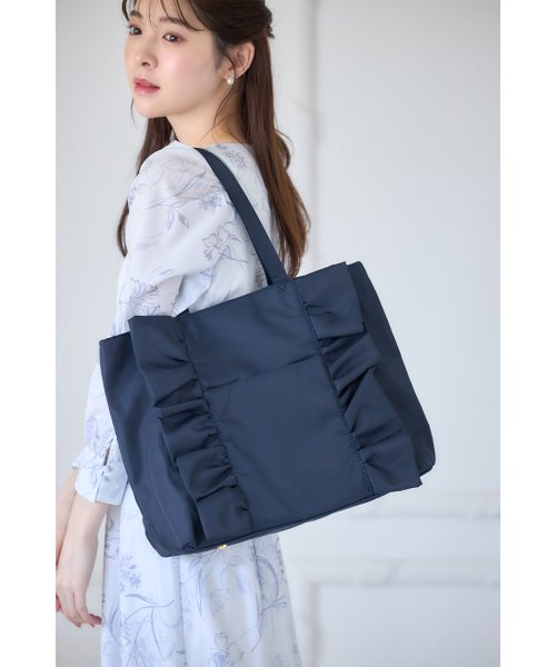 tocco closet(トッコクローゼット)/フリルナイロントートバッグ/NAVY