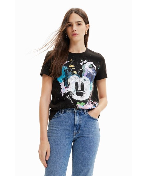 Desigual(デシグアル)/アーティ ミッキーマウスTシャツ/ブラック系