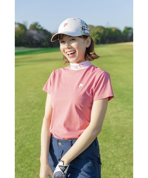 FILA GOLF(フィラゴルフ（レディース）)/【ゴルフ】ジャガード半袖モックネックシャツ レディース/ピンク