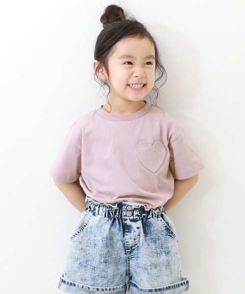 devirock(デビロック)/名札穴あかない 半袖Tシャツ 子供服 キッズ ベビー 男の子 女の子 トップス 半袖Tシャツ Tシャツ /ラベンダー