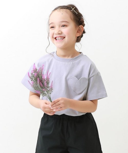 devirock(デビロック)/名札穴あかない 半袖Tシャツ 子供服 キッズ ベビー 男の子 女の子 トップス 半袖Tシャツ Tシャツ /パープル