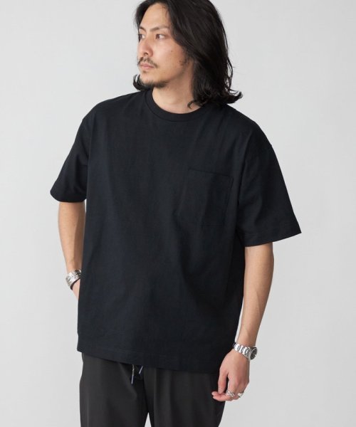 SHIPS MEN(シップス　メン)/*SHIPS:〈汗染み防止加工〉ビッグシルエット ヘビーウェイト ポケット Tシャツ 23SS/ブラック