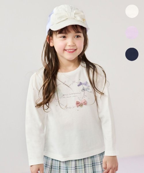 anyFAM（KIDS）(エニファム（キッズ）)/リボン 長袖 Ｔシャツ/オフホワイト