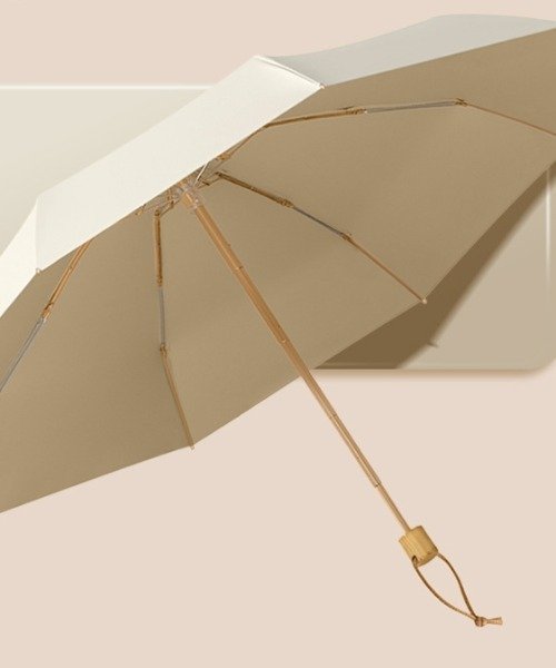 aimoha(aimoha（アイモハ）)/【晴雨兼用】UVカット ミニ 木製持ち手 マカロンカラー折り畳み傘/ホワイト