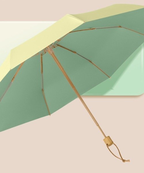 aimoha(aimoha（アイモハ）)/【晴雨兼用】UVカット ミニ 木製持ち手 マカロンカラー折り畳み傘/イエロー
