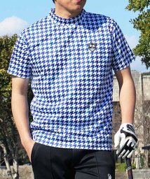 TopIsm/ゴルフウェア モックネックシャツ メンズ GIORNO SEVEN ジョルノセブン ハイネックTシャツ 半袖 トップス 総柄 ロゴ ストレッチ 吸湿速乾ドライ/504801292