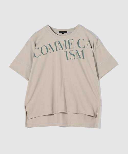 COMME CA ISM (コムサイズム（レディス）)/配色ロゴ　プリントＴシャツ/グレー