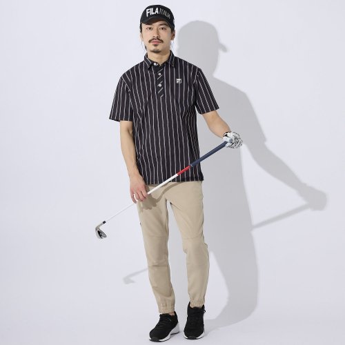 FILAGOLF(フィラゴルフ（メンズ）)/【ゴルフ】ECOカノコ ストライププリント半袖シャツ メンズ/ブラック