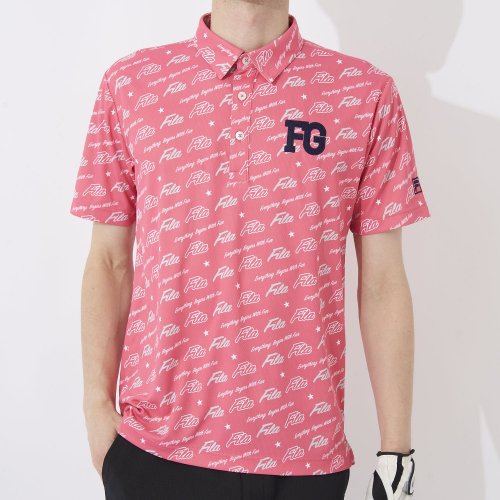 FILAGOLF(フィラゴルフ（メンズ）)/【ゴルフ】遮熱バーチカルメッシュ ロゴグラフィックプリント半袖シャツ/ピンク