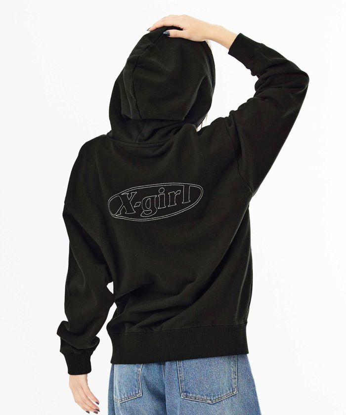 LOGO STITCHED ZIP UP SWEAT HOODIE X-girl