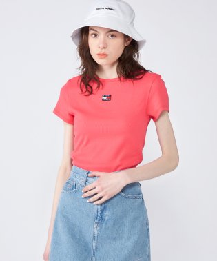 TOMMY JEANS/バッジロゴリブTシャツ/505167406