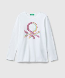 BENETTON (UNITED COLORS OF BENETTON GIRLS)(ユナイテッド　カラーズ　オブ　ベネトン　ガールズ)/キッズロゴプリント長袖Tシャツ・カットソーG/ホワイト