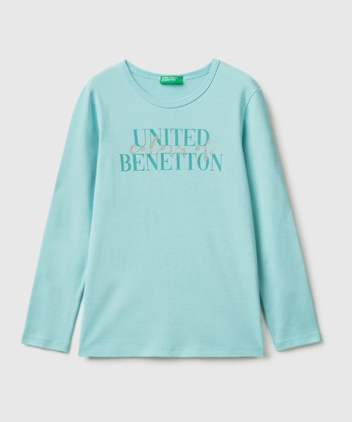 BENETTON (UNITED COLORS OF BENETTON GIRLS)(ユナイテッド　カラーズ　オブ　ベネトン　ガールズ)/キッズロゴプリント長袖Tシャツ・カットソーG/ミント