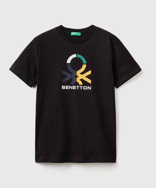 BENETTON (UNITED COLORS OF BENETTON BOYS)(ユナイテッド　カラーズ　オブ　ベネトン　ボーイズ)/キッズロゴ半袖Tシャツ・カットソーB/ブラック