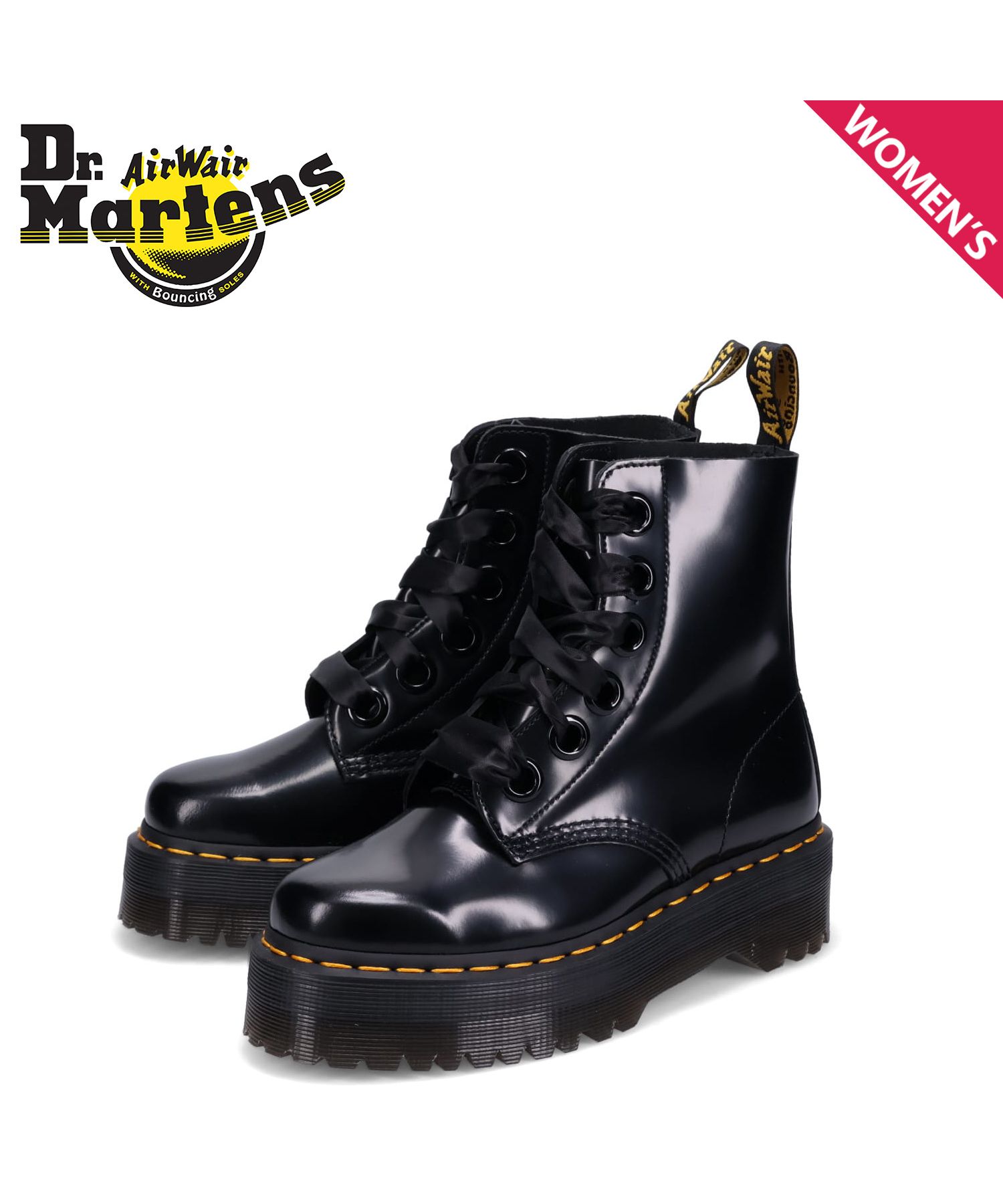 ドクターマーチン Dr.Martens 6ホール ブーツ モリー レディース 厚底 MOLLY ブラック 黒 24861001