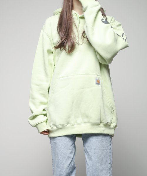 ar/mg(エーアールエムジー)/【W】【CRHTT－K288－21】【it】【UT20】【Carhartt】SLEEVE LOGO HOODED SWEAT SWEATSHIRTS/ライム