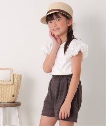 ikka kids(イッカ　キッズ)/フラワー柄チュールパフスリーブTシャツ（120〜160cm）/オフホワイト