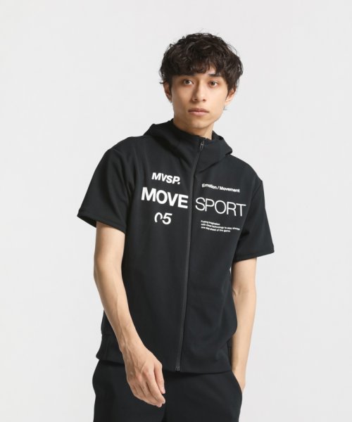 MOVESPORT(ムーブスポーツ)/FULL GRAPHIC 半袖フルジップフーディー【アウトレット】/ブラック