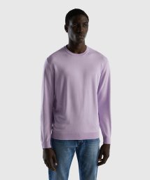 BENETTON (mens)(ベネトン（メンズ）)/コットン100％無地クルーネック長袖ニットセーター/ライラック