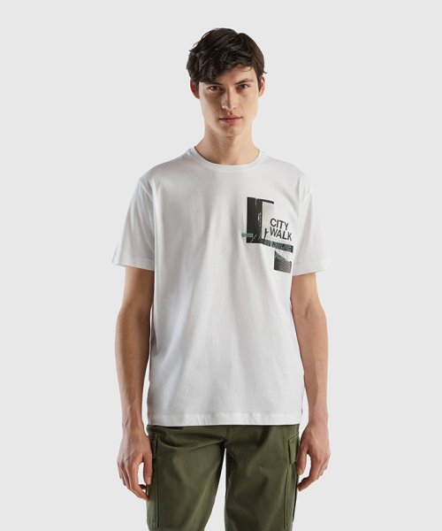 BENETTON (mens)(ベネトン（メンズ）)/シティデザイン半袖Tシャツ・カットソー/ホワイト