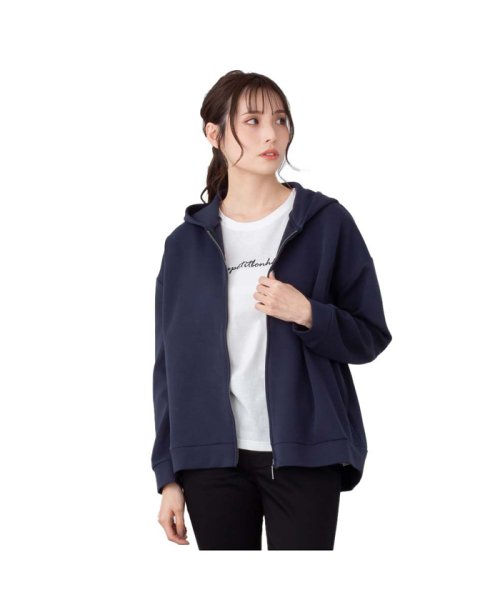 MAC HOUSE(women)(マックハウス（レディース）)/NAVY ネイビー feel touch ジップアップパーカー N23－2－22013/ネイビー