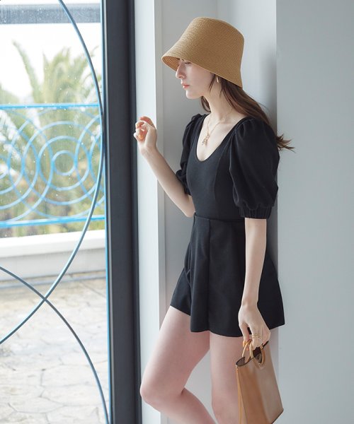 パフスリーブワンピース　黒　M titivate seadress