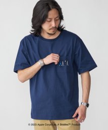 SHIPS MEN(シップス　メン)/*SHIPS: THE BEATLES コラボレーション ミニ エンブロイダリー ポケット Tシャツ/ネイビー