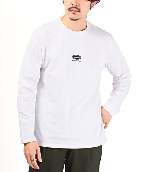 LUXSTYLE(ラグスタイル)/TRAP/U(トラップユー)バックメッセージプリントロンT/ロンT メンズ 長袖Tシャツ ワンポイント ロゴ プリント/ホワイト