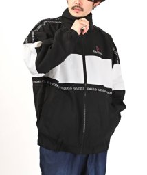 LUXSTYLE(ラグスタイル)/ナイロンスタンドジャケット/スタンドジャケット メンズ レディース ナイロン ロゴ 刺繍 ビッグシルエット/ブラック