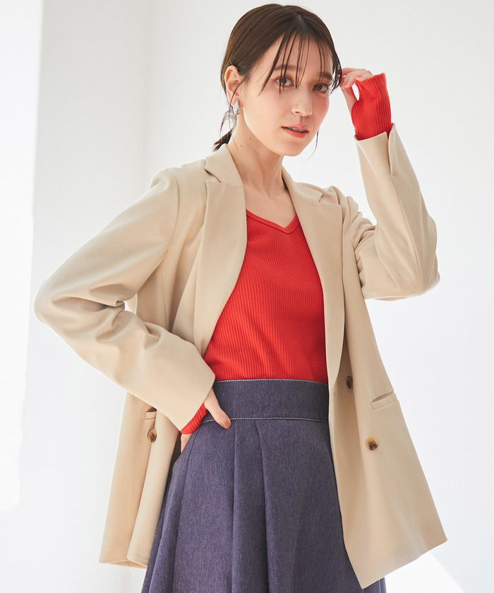 セール】【270days美ストレッチシリーズ】ダブルテーラードジャケット