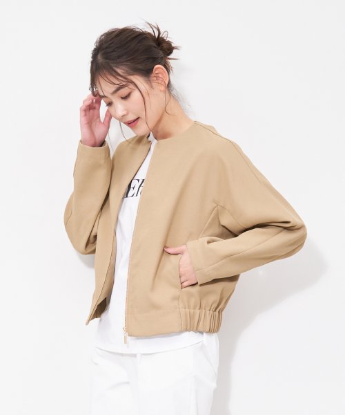 MICA&DEAL(マイカアンドディール)/no collar zip blouson/BEIGE