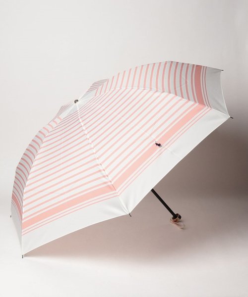 POLO RALPH LAUREN(umbrella)(ポロラルフローレン（傘）)/折りたたみ傘　ツイルボーダー/ピンク