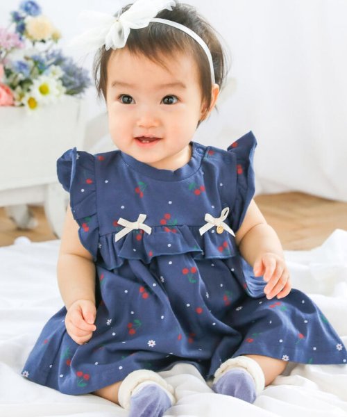 セール】【お揃い】チェリー総柄ワンピース型ロンパースベビー(60~80cm)(505223335) スラップスリップベビー(SLAP SLIP BABY) MAGASEEK 女の子 ベビー服 ロンパース プティマイン BREEZE アプレレクール